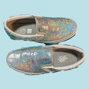 SOLD - Vans Silver Holographic Sequin Slip On EUC 11